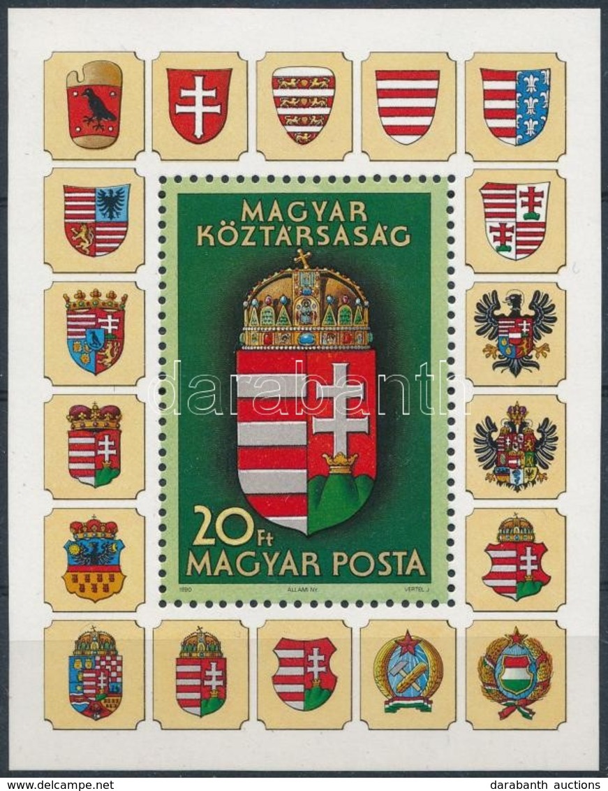 ** 1990 A Magyar Köztársaság Címer (I.) Blokk 'MAGYAR POSTA AJÁNDÉKA' (25.000) - Other & Unclassified