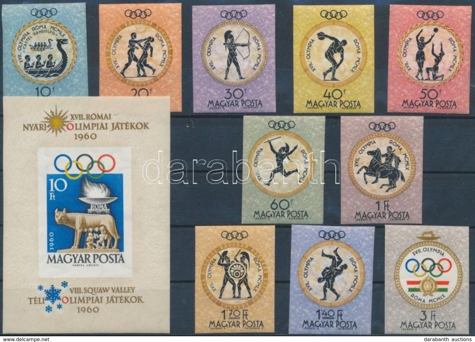 ** 1960 Olimpia (III.) - Róma Vágott Sor + Vágott Blokk (14.000) - Andere & Zonder Classificatie