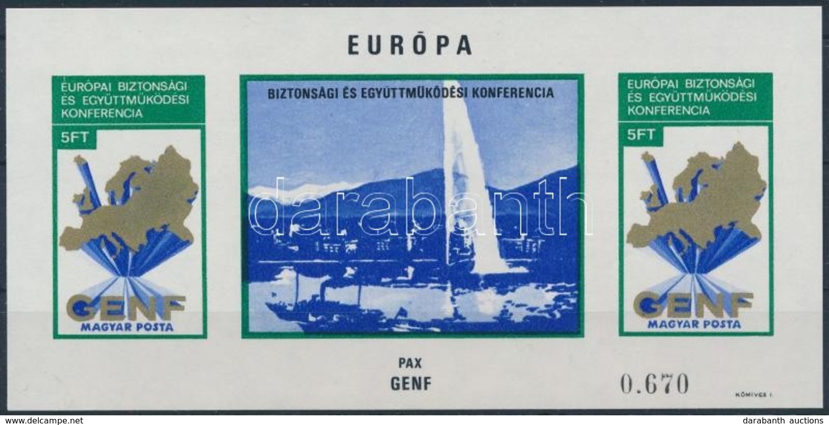 ** 1974 Europa Genf Vágott Blokk - Other & Unclassified