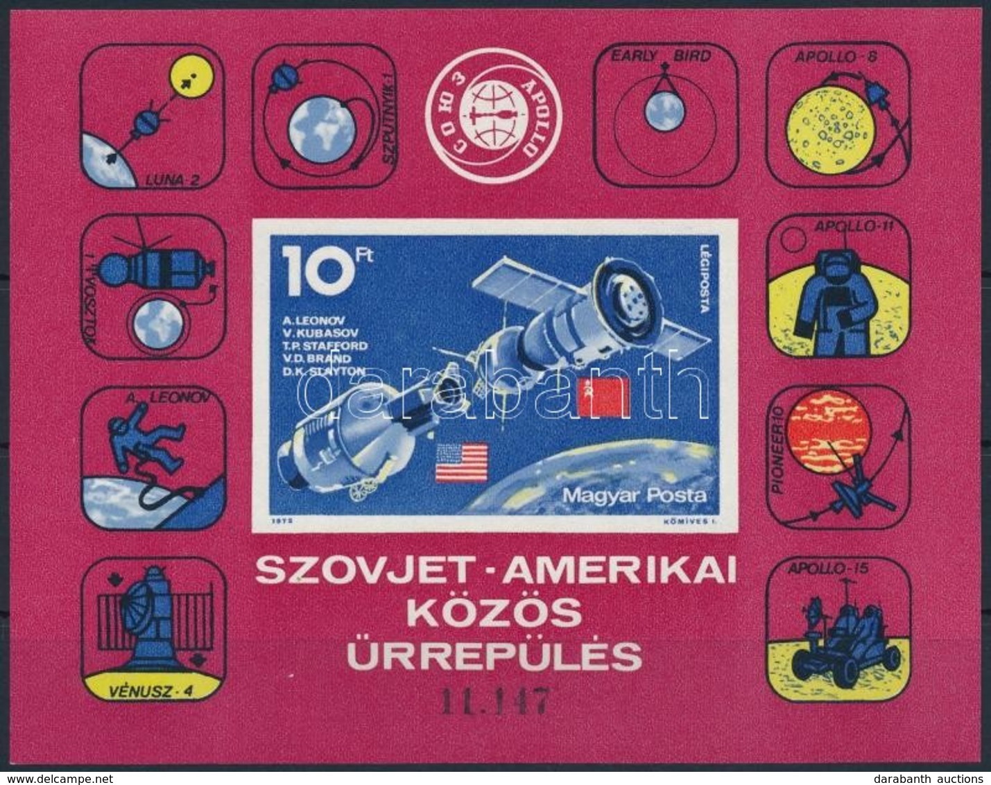 ** 1975 Szovjet-amerikai Közös űrrepülés Vágott Blokk (4.500) - Other & Unclassified