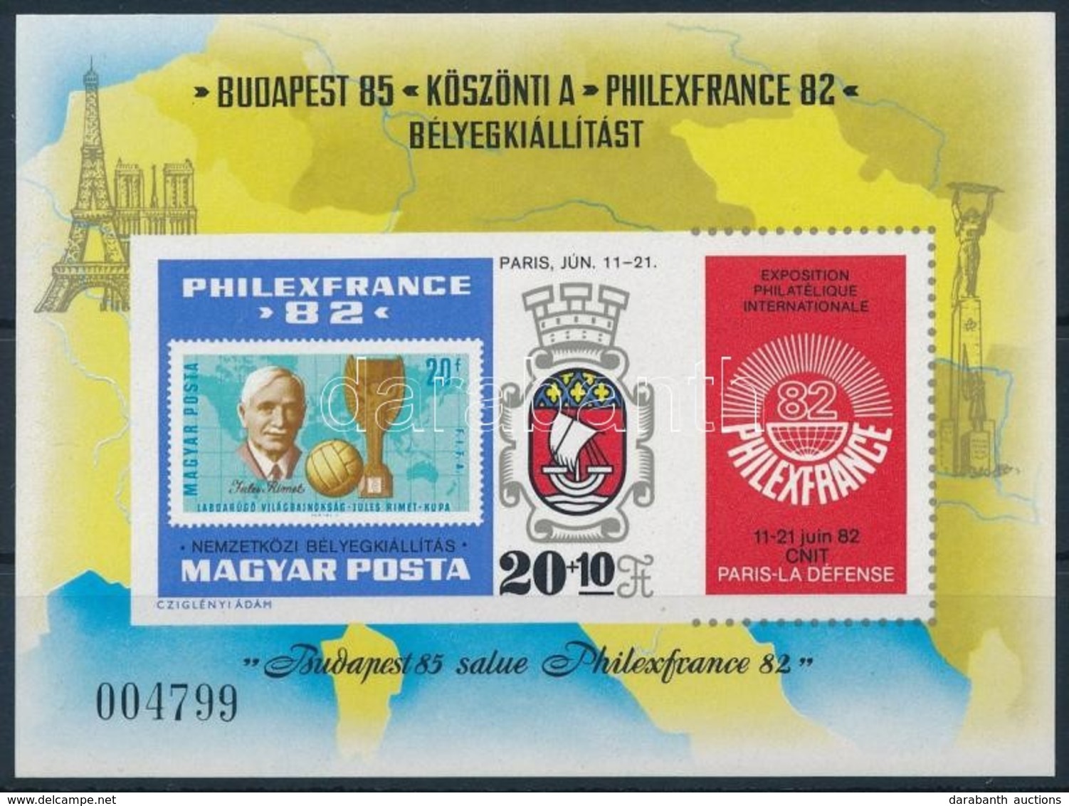 ** 1982 Philexfrance Vágott Blokk (3.500) - Andere & Zonder Classificatie