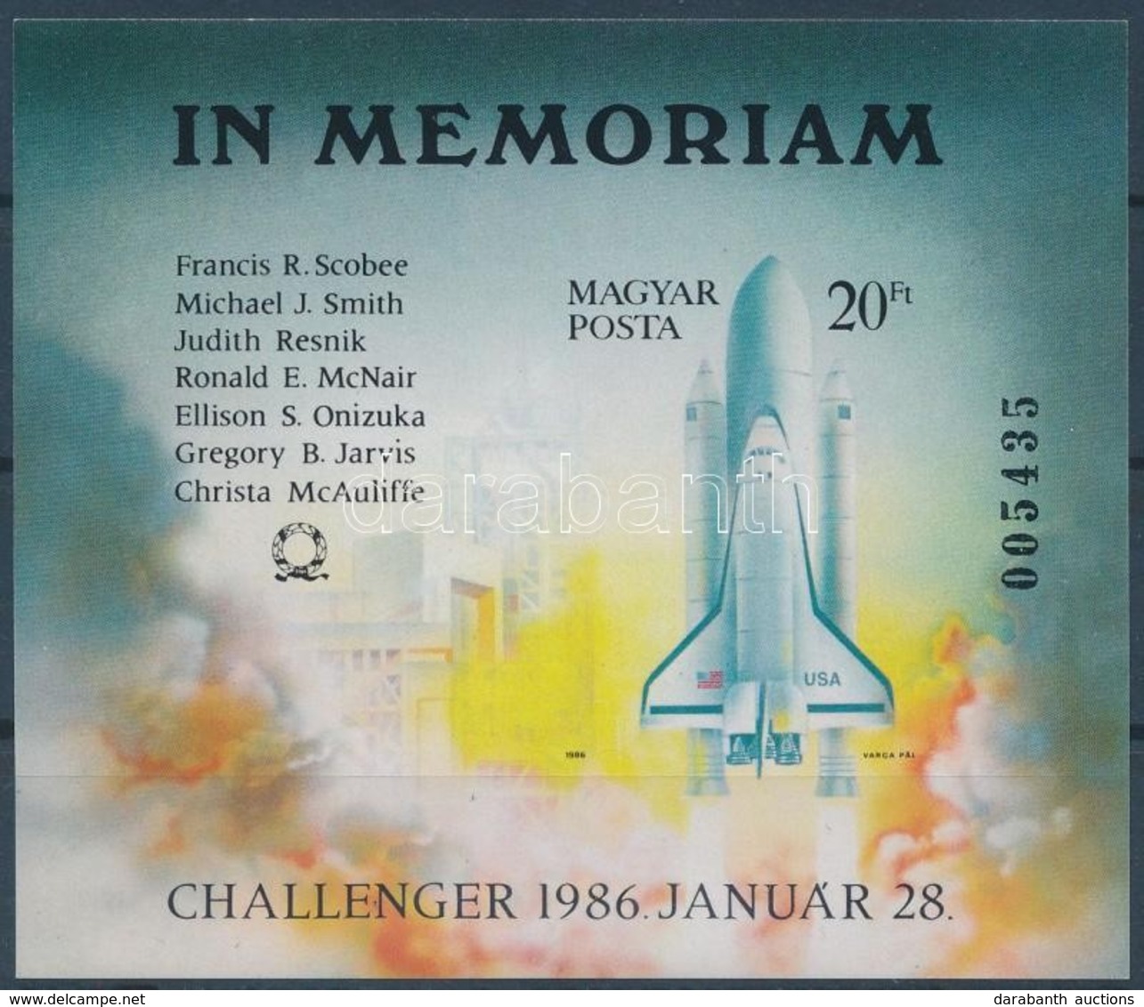 ** 1986 In Memoriam Challenger Vágott Blokk (4.500) - Sonstige & Ohne Zuordnung