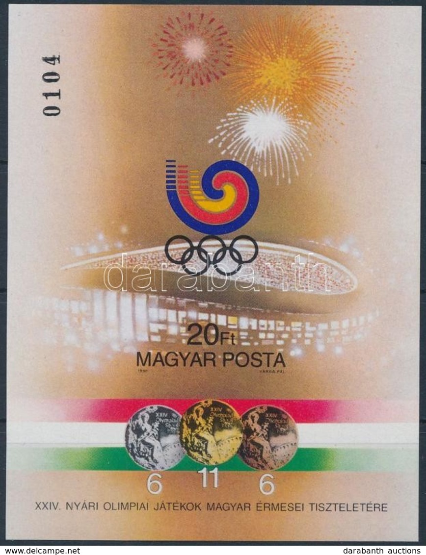 ** 1988 Olimpiai érmesek (V.) - Szöul Vágott Blokk (5.000) - Andere & Zonder Classificatie