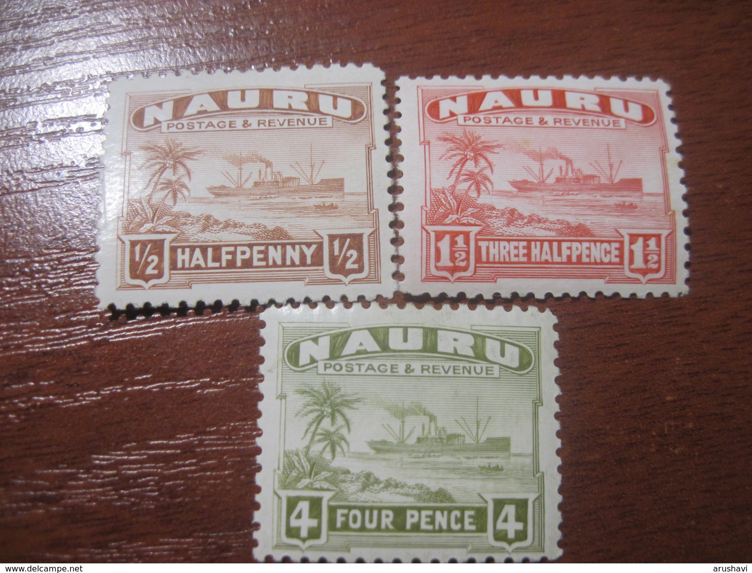 Nauru 1924 Ships Palm Trees Sea Glossy Paper MNH-MLH - Nauru