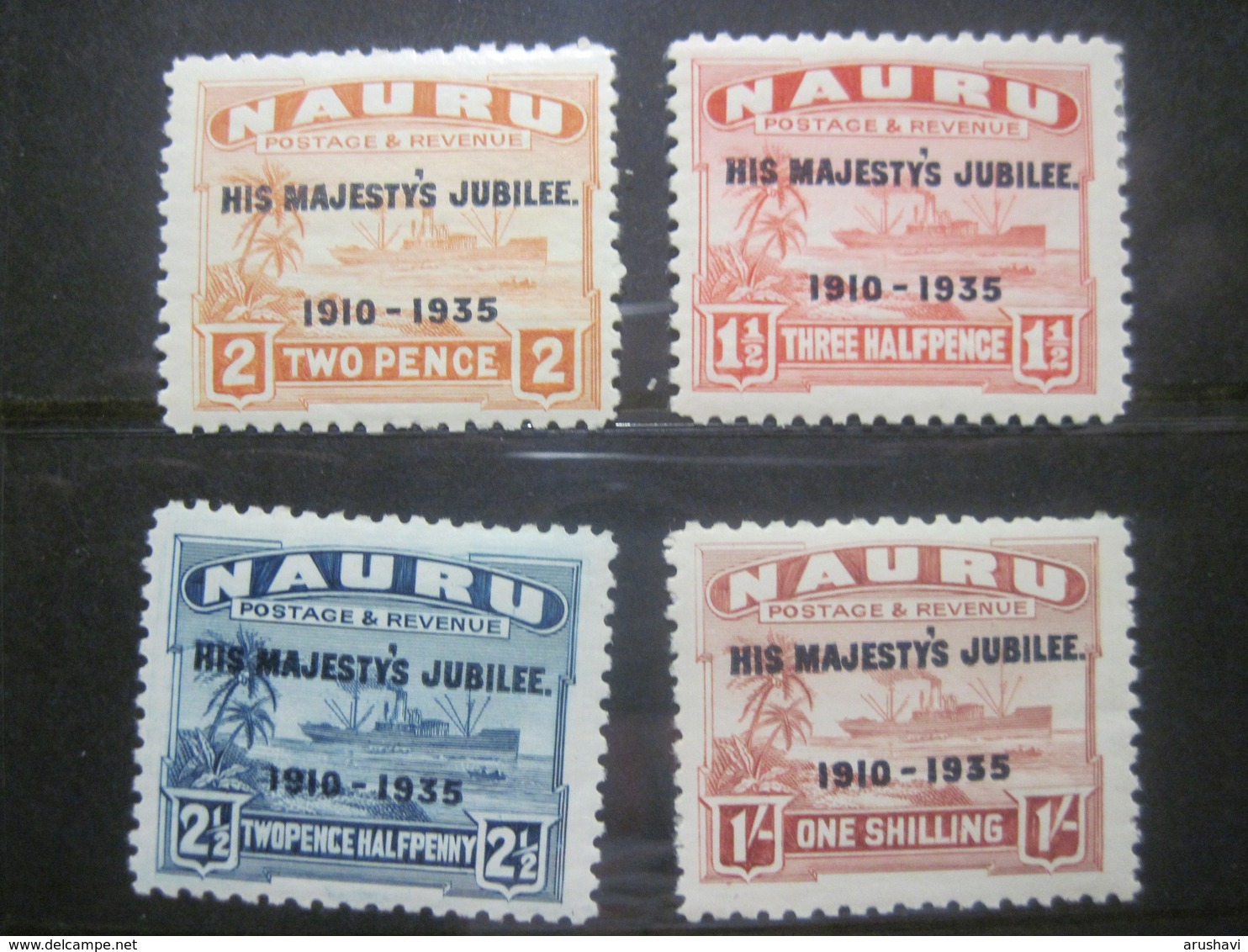 Nauru 1935 Ships Palm Trees Sea  Overprint  " His Majesty" MVLH - Nauru