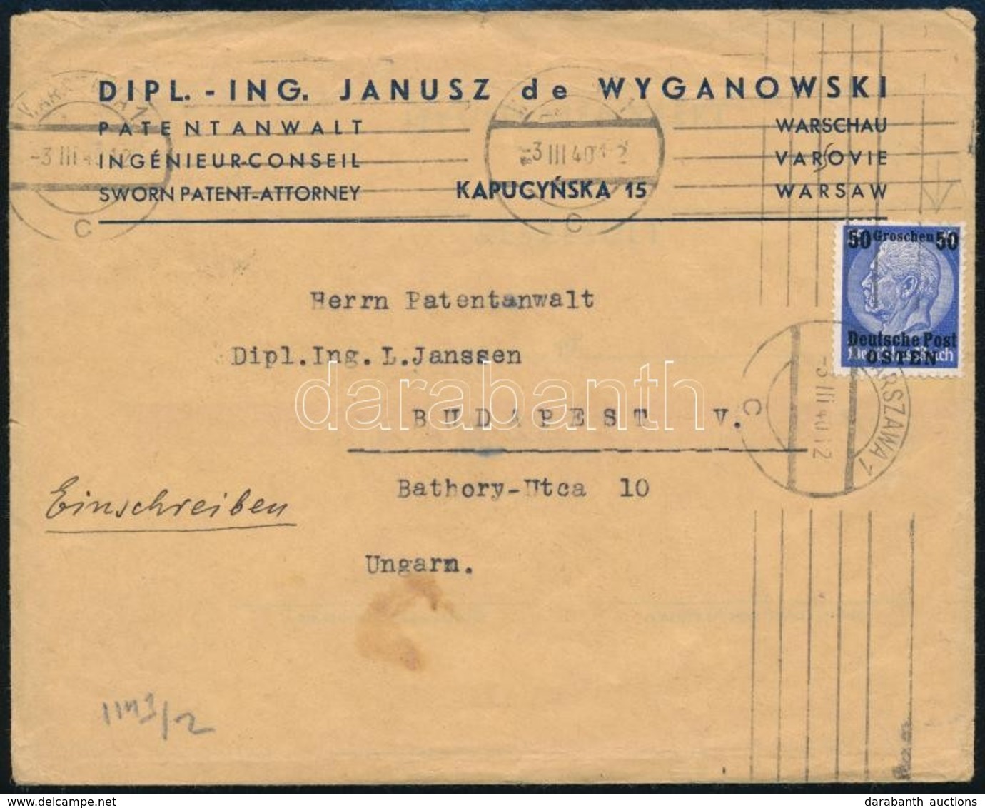 Német Megszállás A II. VH Alatt Generalgouvernement Deutsche Post Osten 1940 - Andere & Zonder Classificatie