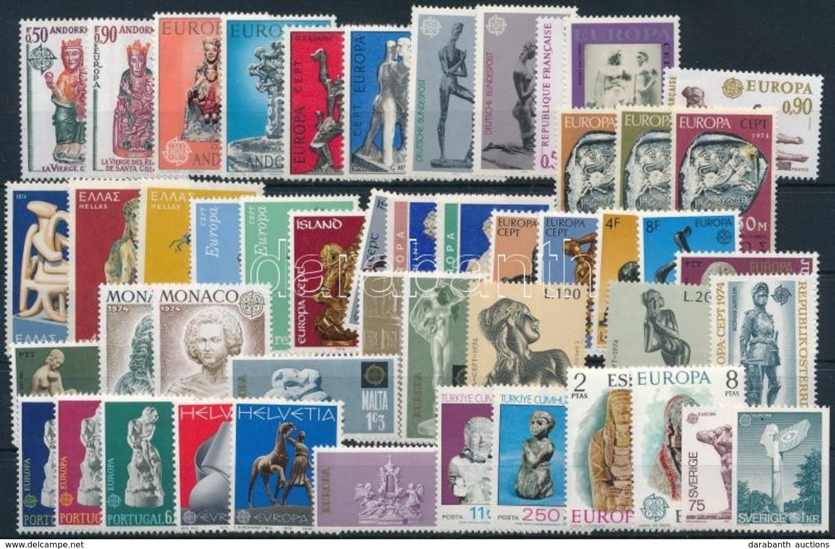 ** 1974 Európa CEPT Gyűjtemény, 49 Különféle Bélyeg - Other & Unclassified