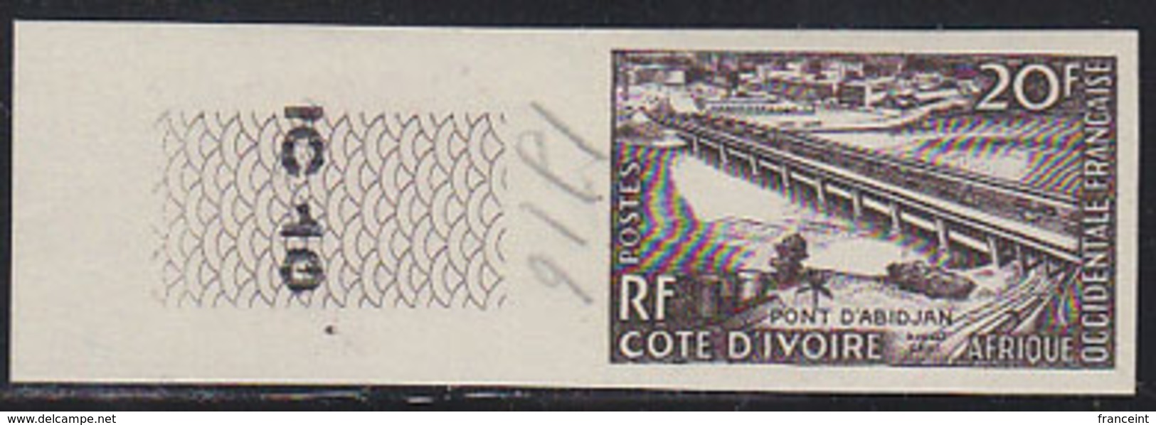 French West Africa (1958) Abidjan Bridge. Trial Color Proof.  Scott No 77, Yvert No 65. - Altri & Non Classificati