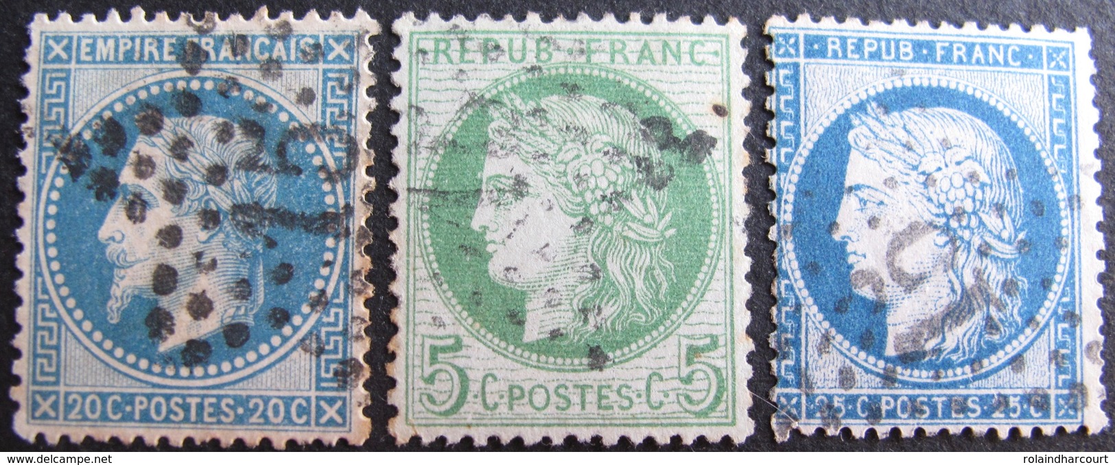 R1703/696 - NAPOLEON III Lauré N°29B + CERES N°53 + N°60C - 3 ETOILES N°15 De PARIS - Cote : 25,00 € - 1871-1875 Ceres