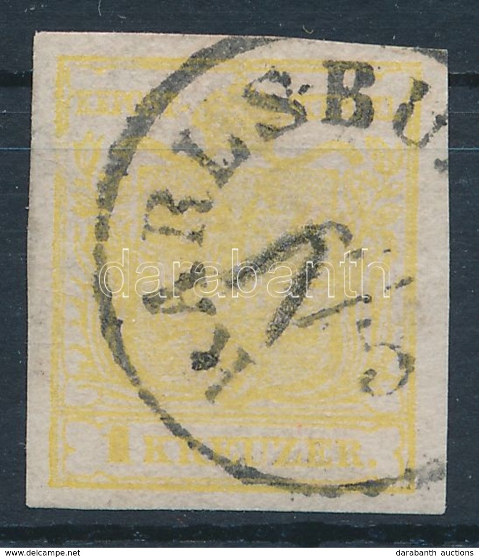 O 1850 1kr MP III. Citromsárga / Lemon, Plate B 'KARLSBU(RG)' Certificate: Strakosch - Other & Unclassified