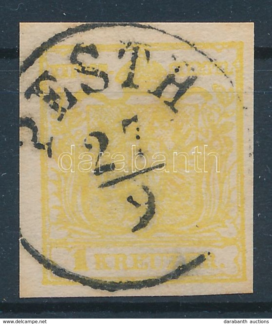 O 1850 1kr Citrom / Yellow MP III 'PESTH' Certificate: Strakosch - Other & Unclassified