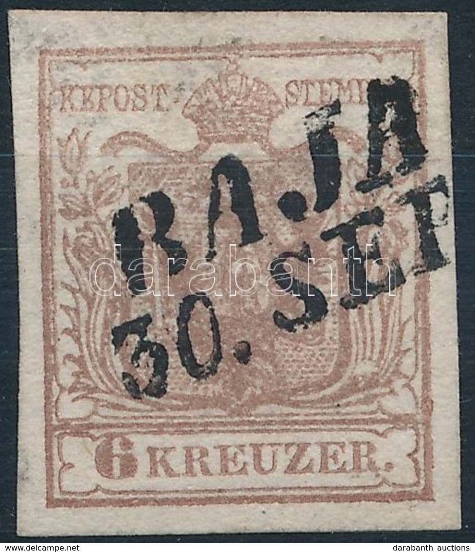 O 1850 6kr Rózsabarna HP Ib Lemezhibával / Rose Brown, Plate Flaw 'BAJA' Certificate: Steiner - Other & Unclassified