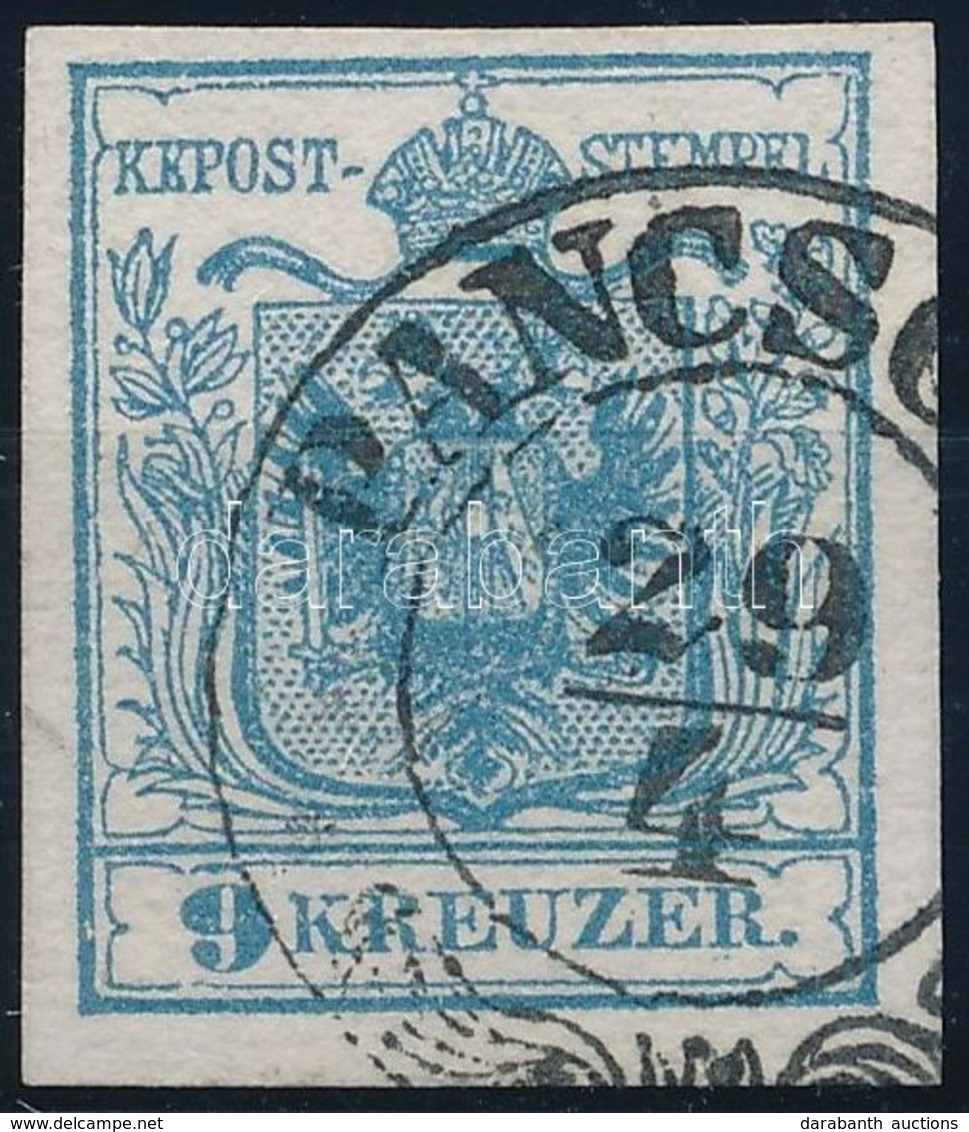 O 1850 9kr HP I. Világoskék / Light Blue 'PANCSO(VA)' Certificate: Strakosch - Andere & Zonder Classificatie