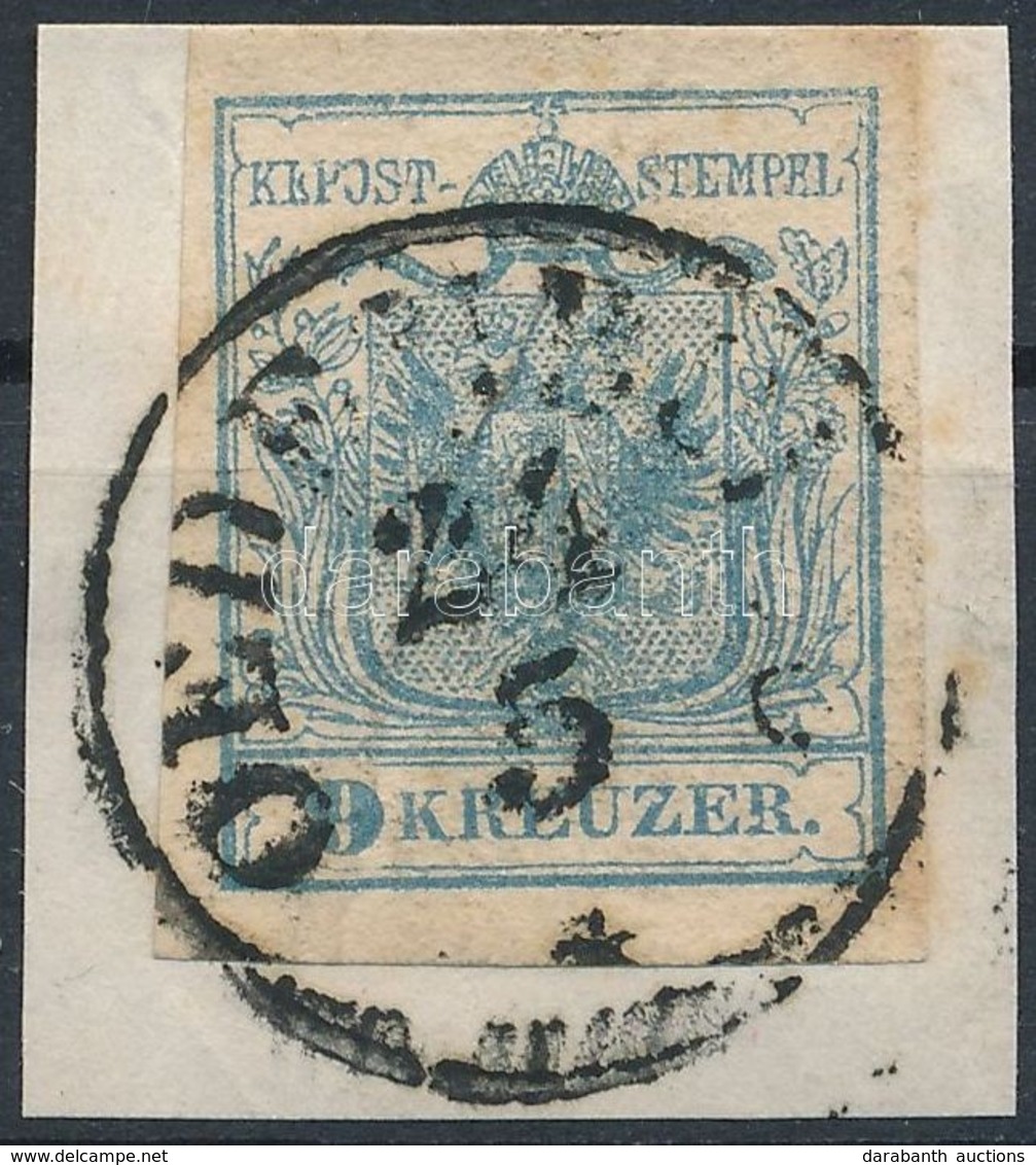 1850 9kr HP I. Szürkéskék, Gyönyörű Papírránccal, Magistris 329 / Greyblue, With Large Paper Crease 'OEDENBURG' Certific - Andere & Zonder Classificatie