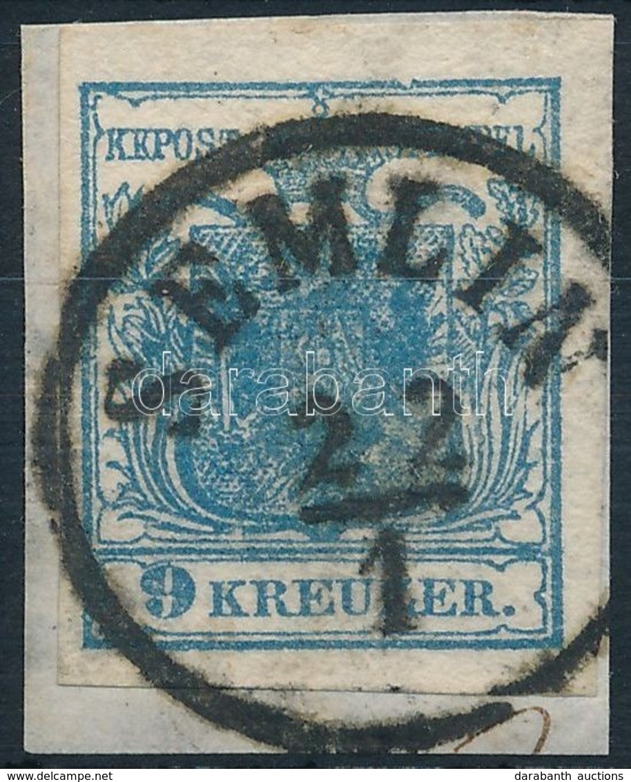 1850 9kr Sötétkék HP IIb Kiemelt Középrész / Dark Blue, Highlighted Middle Part 'SEMLIN' Certificate: Steiner - Other & Unclassified