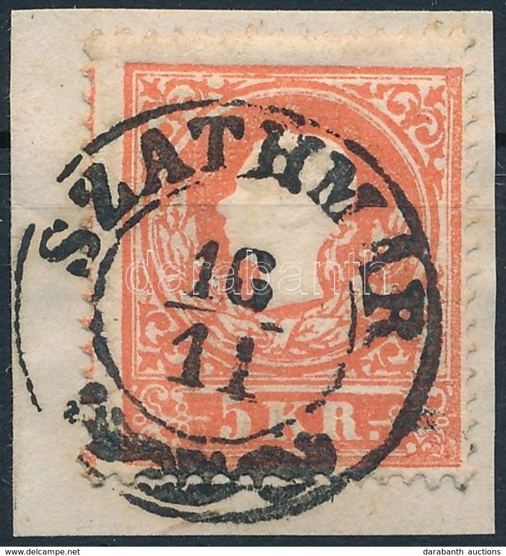 1858 5kr I. Szép élénk Szín, Bal Oldalt Andráskereszt Végződéssel, Kivágáson / With St. Andrews Cross Part On The Left S - Other & Unclassified