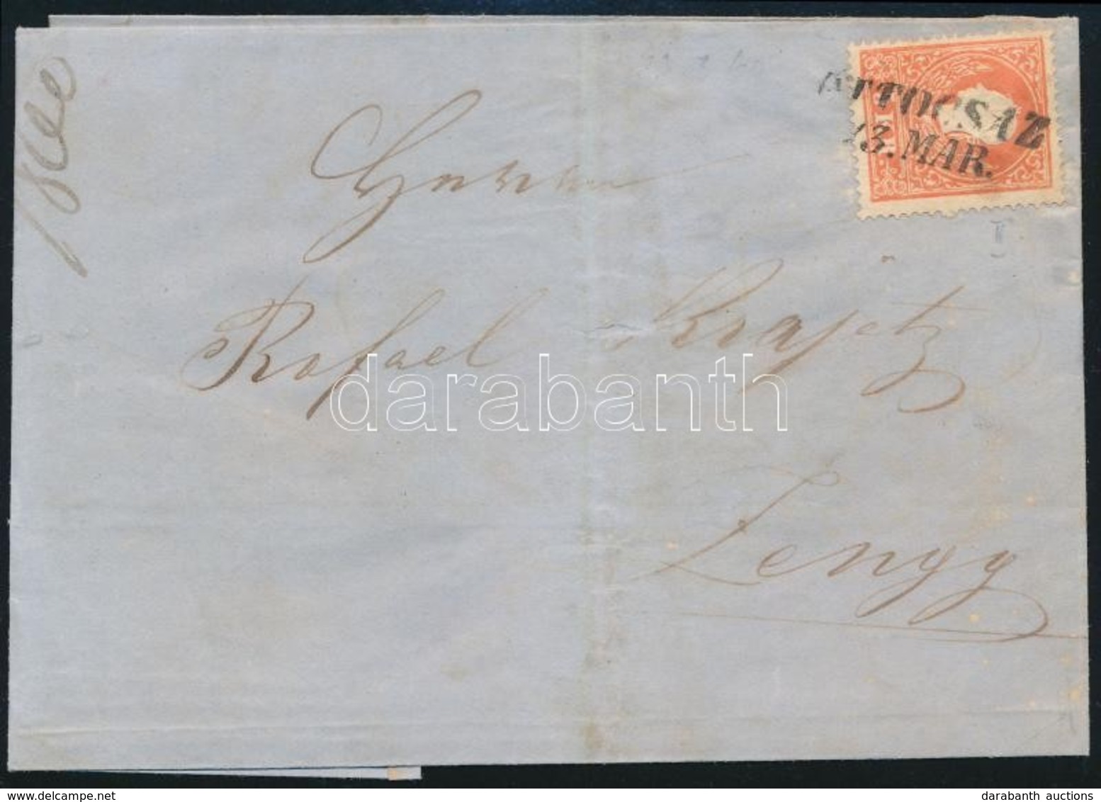 Ca. 1858 5kr II. Távolsági Levélen / On Domestic Cover 'OTTOCSAZ' - Other & Unclassified