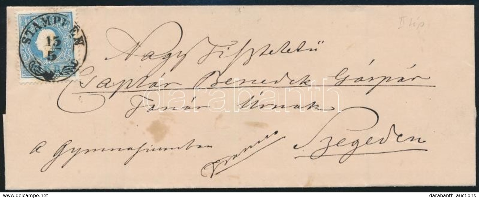 1858 15kr I. Világoskék, Centrált, Levélen / On Cover 'STAMPFEN' - 'PRESSBURG' - 'SZEGEDIN' - Other & Unclassified