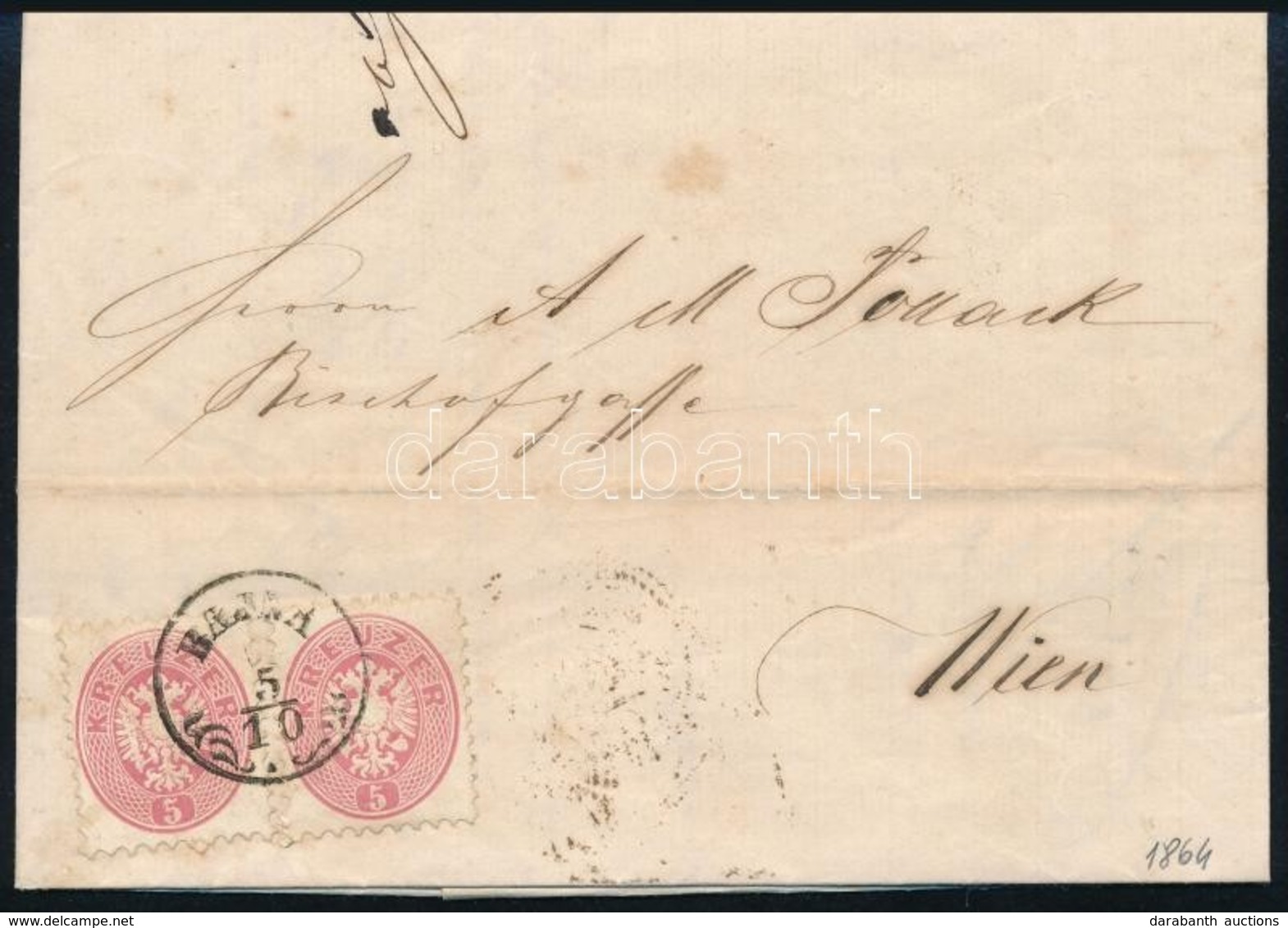 1864 2 X 5kr Levélen / On Cover 'BAJNA' - Wien - Other & Unclassified