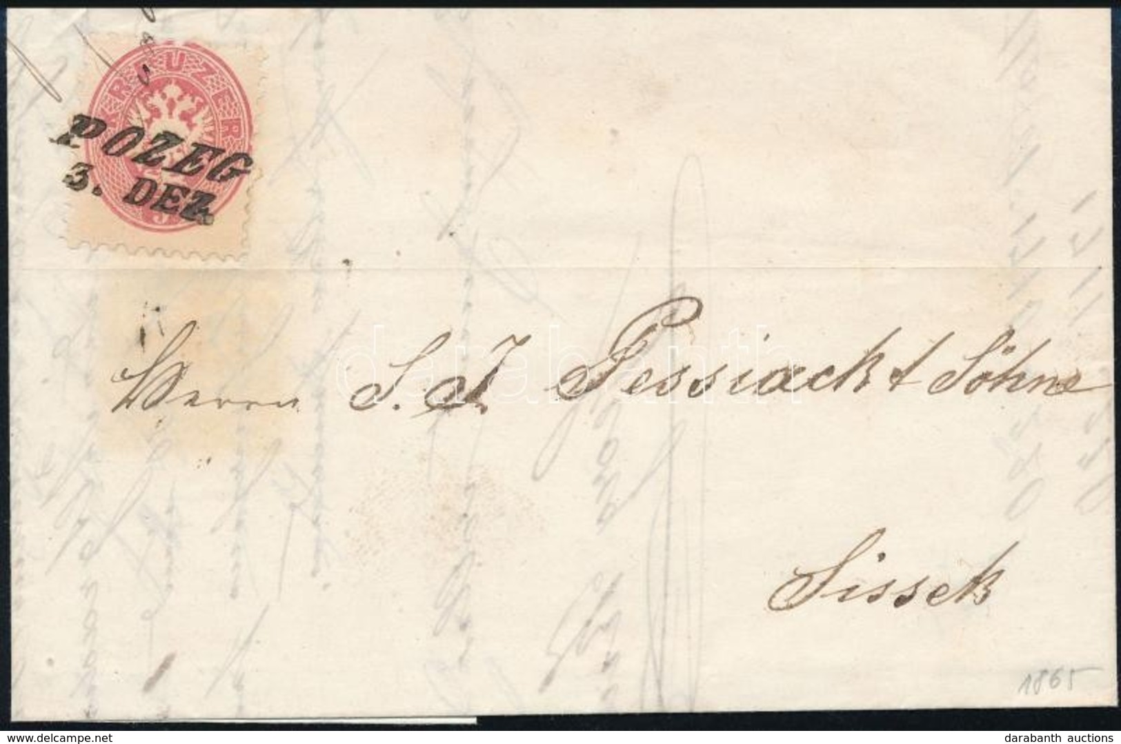 1865 5kr Levélen / On Cover 'POZEG' - Sissek - Andere & Zonder Classificatie