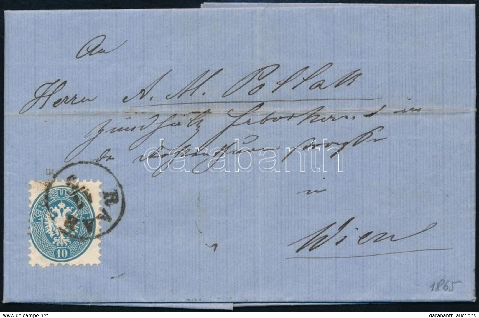 1865 10kr Levélen / On Cover 'RAAB' - Wien - Andere & Zonder Classificatie