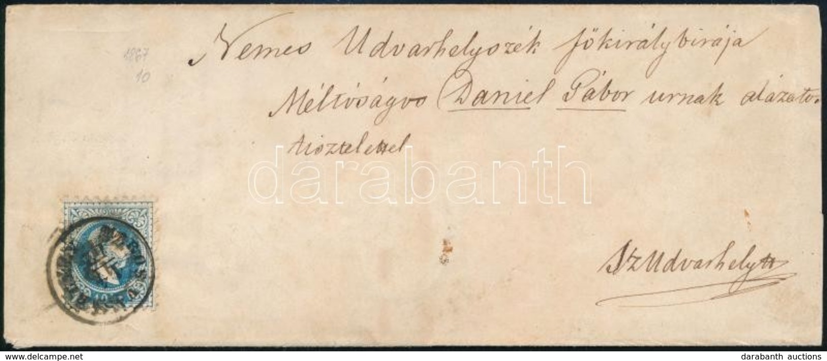 1867 10kr Egyes Bérmentesítés Levélen / Single Franking On Cover 'MAROSVÁSÁRHELY' - Altri & Non Classificati