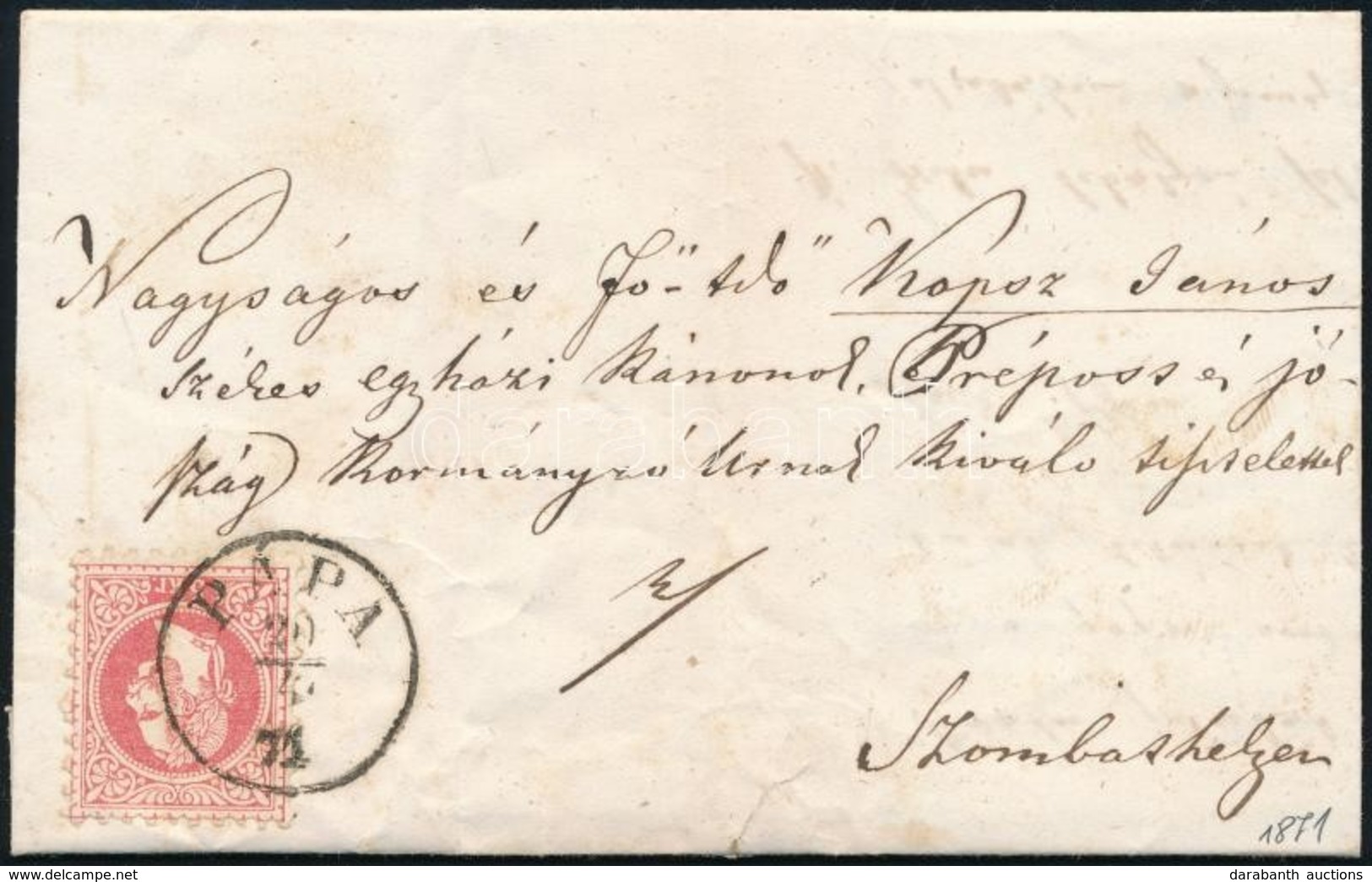 1871 5kr Levélen / On Cover 'PÁPA' - Szombathely - Other & Unclassified