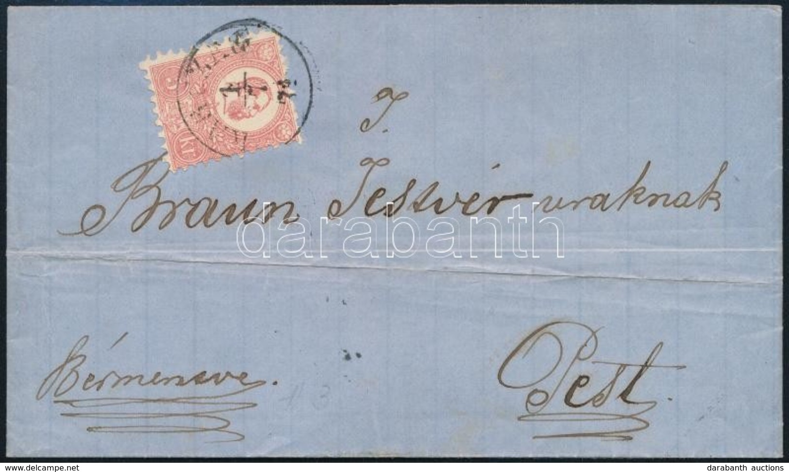 1871 Kőnyomat 5kr Levélen / Mi 3 On Cover 'KARCZAG' - Pest, Ex Ryan - Other & Unclassified