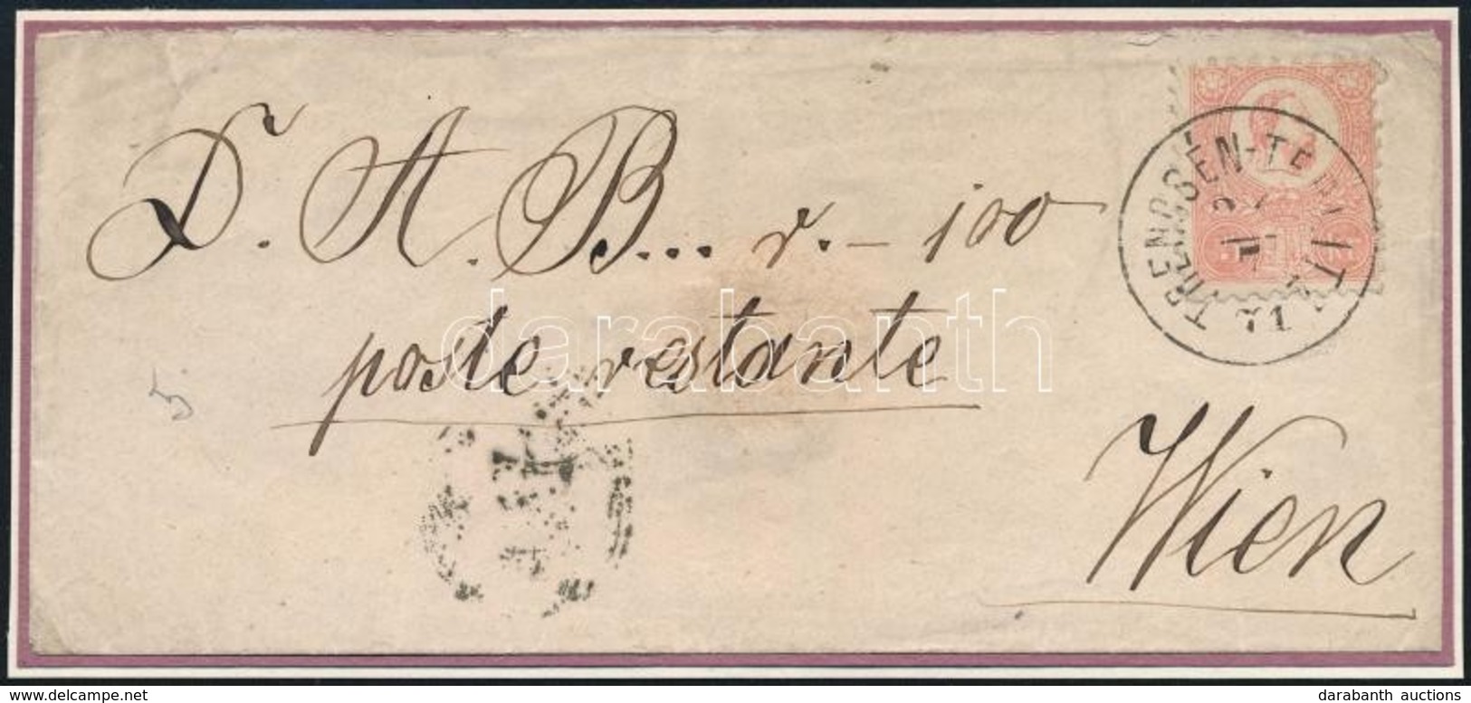 1871 Kőnyomat 5kr Levélen / Mi 3 On Cover 'TRENCSÉN-TEPLITZ' - Wien, Ex Ryan - Other & Unclassified