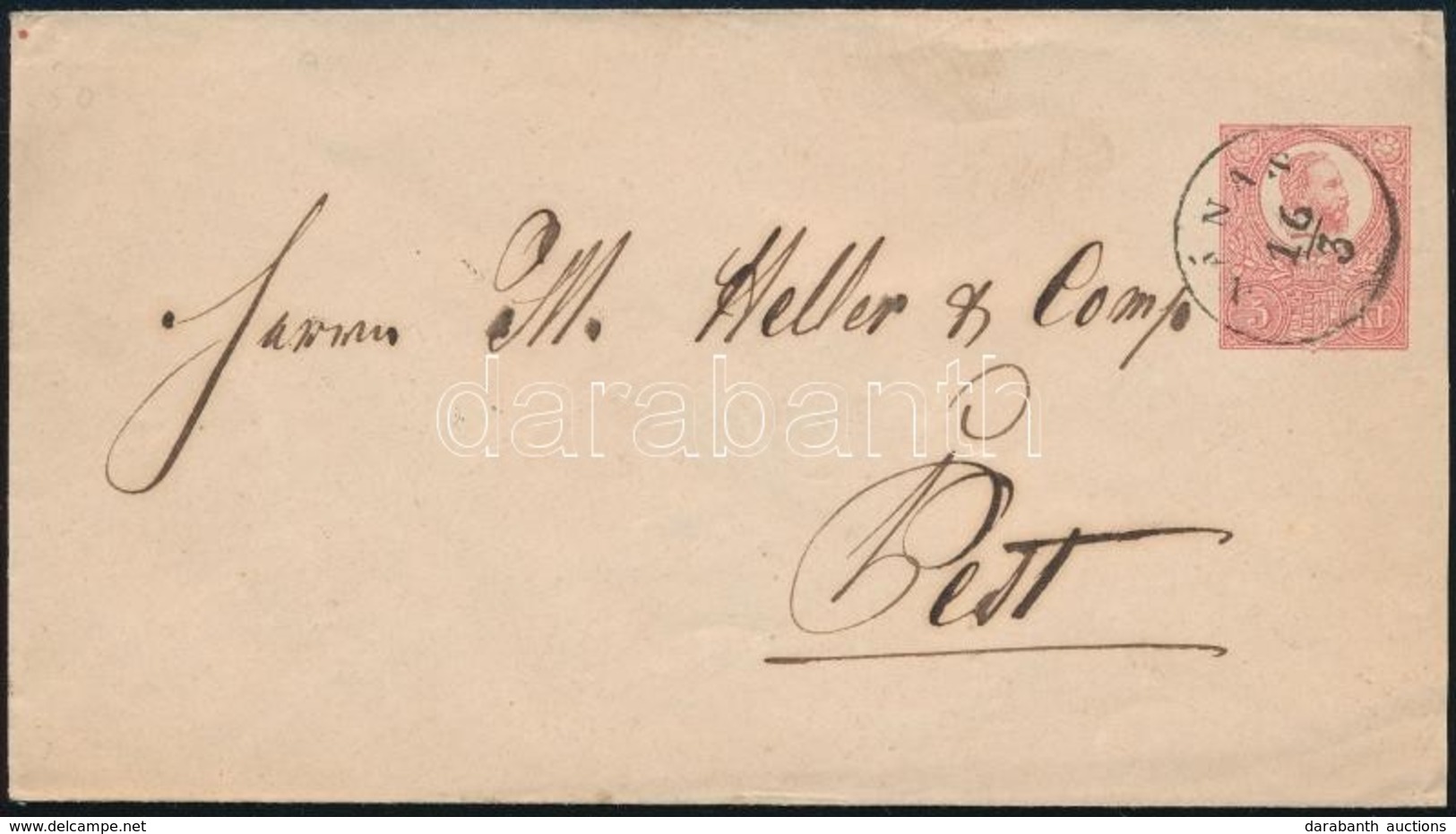 1872 5kr Díjjegyes Boríték / 5kr PS-cover 'NÁNAS' - Other & Unclassified