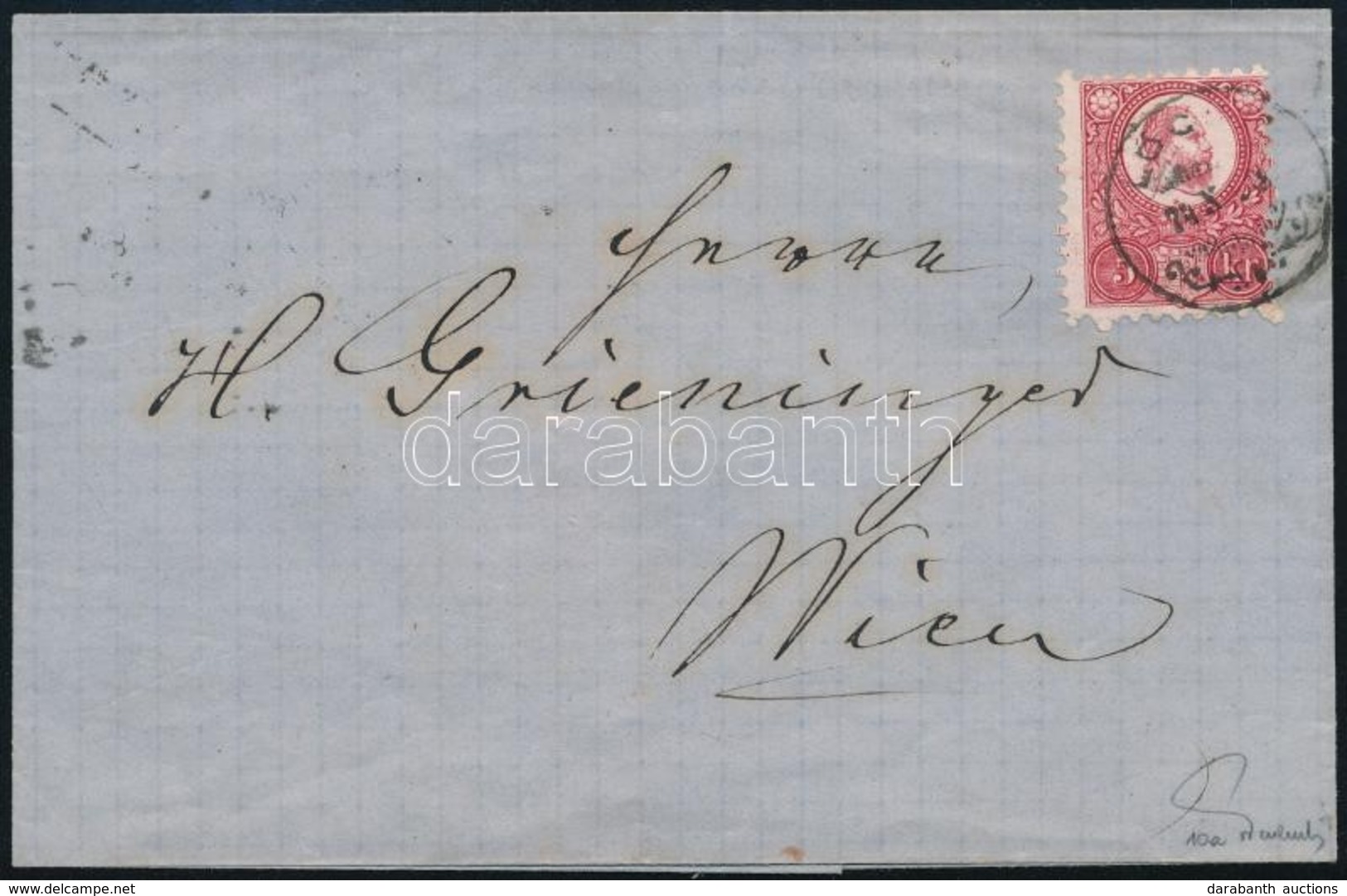 1874 5kr Levélen, őskerék Típusú 'LŐCSE' Bélyegzéssel / 5kr With Rare Postmark On Cover. Signed: Ferchenbauer - Other & Unclassified
