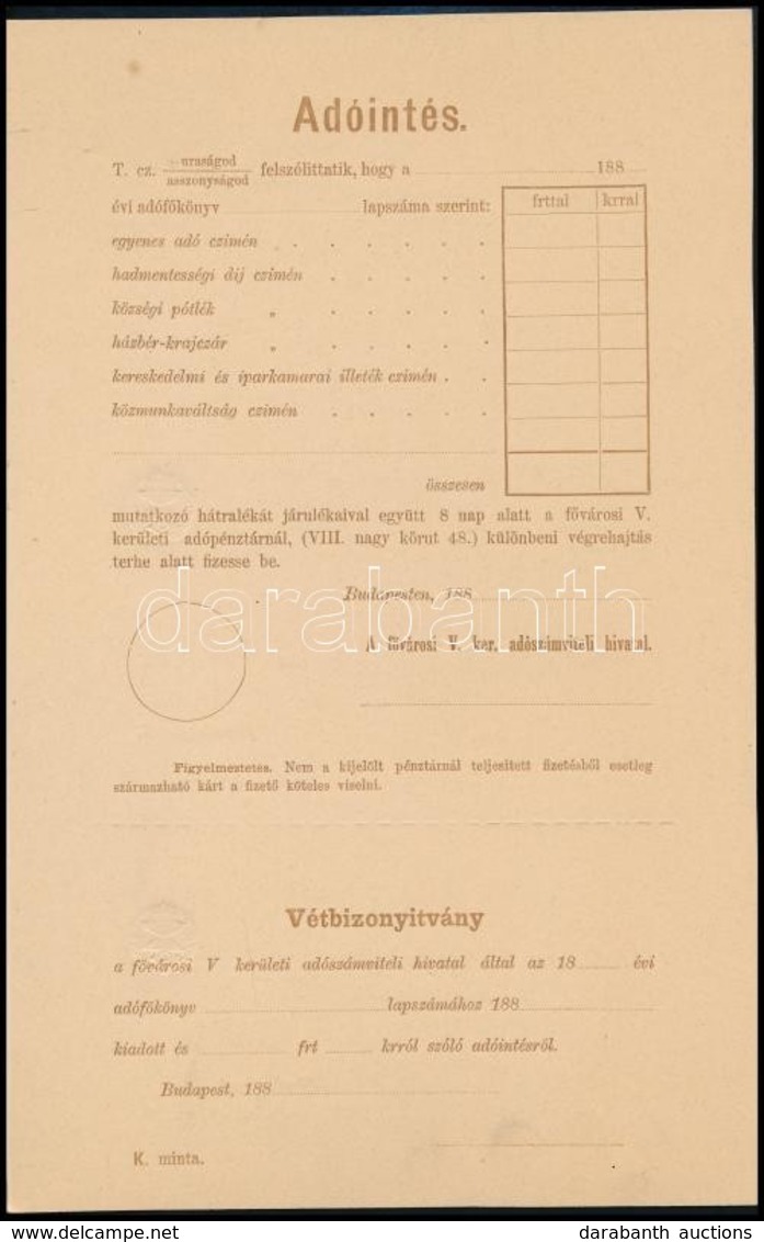 1884 4 Db Díjjegyes Használatlan Adóintés Háromrészes Levelezőlap (Simády 570 P) - Andere & Zonder Classificatie