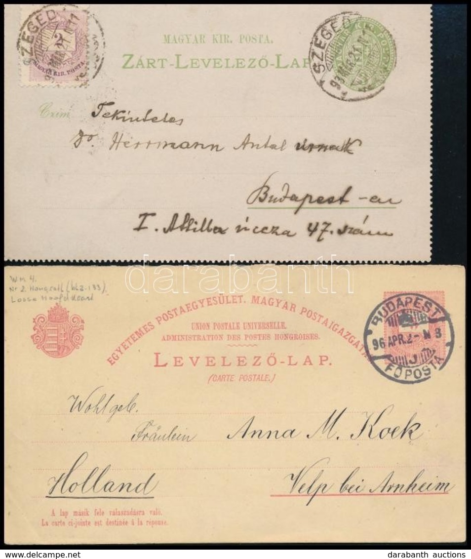 1893-1896 2kr Zárt Levelezőlap Díjkiegészítéssel + UPU Díjjegyes Levelezőlap - Andere & Zonder Classificatie