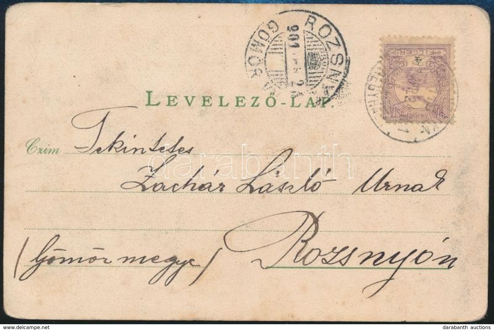 1901 Képeslap 'MÁTÉSZALKA-NYÍREGYHÁZA' Mozgóposta Bélyegzővel - Other & Unclassified