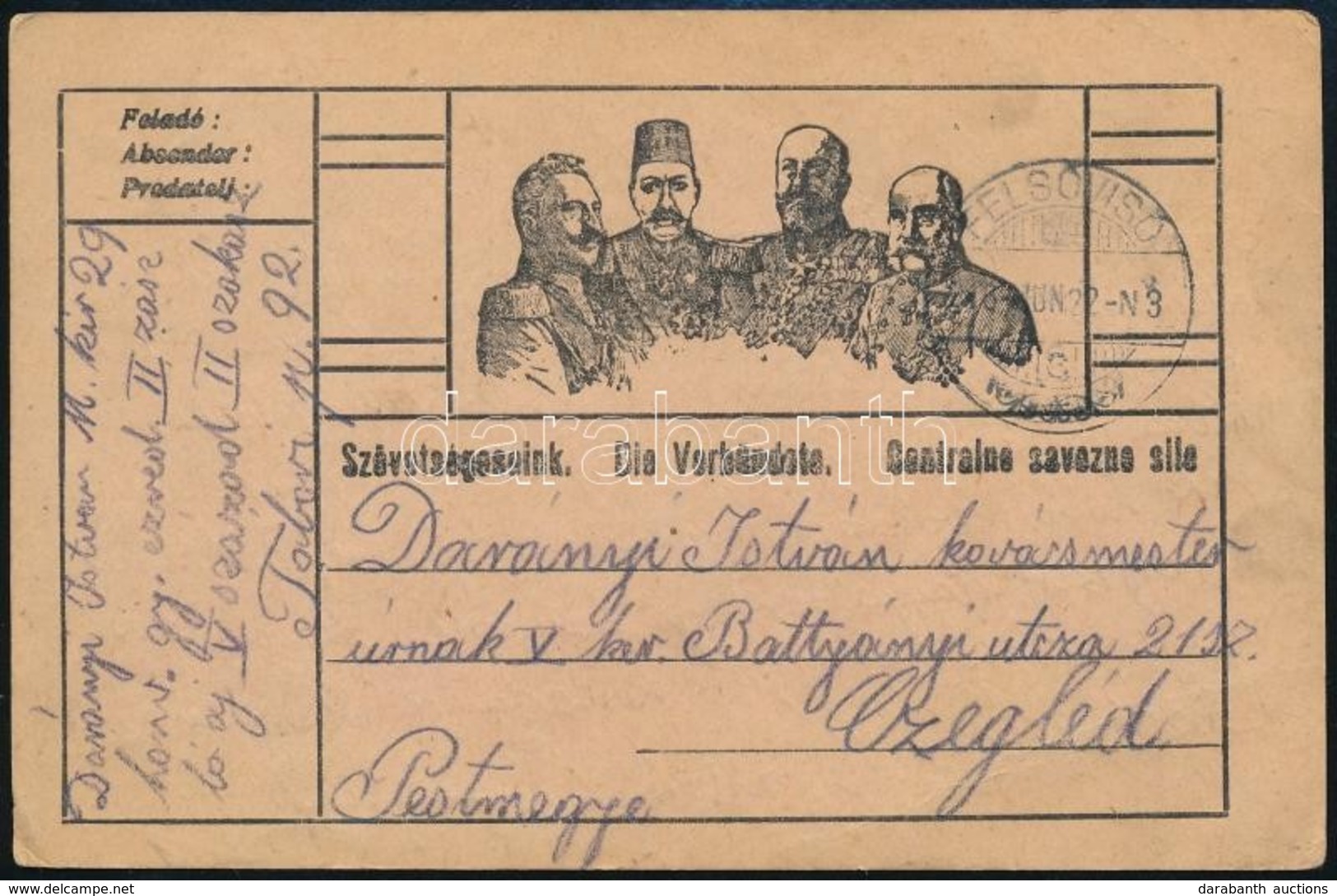 1916 Tábori Postai Levelezőlap A Négy Uralkodó Képével - Andere & Zonder Classificatie