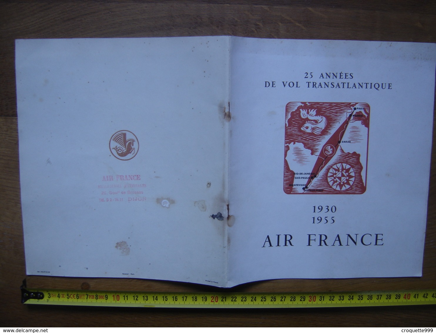 Plaquette Publicitaire AIR FRANCE 25 Années De Vol Transatlantique 1955 AVIATION - Autres & Non Classés