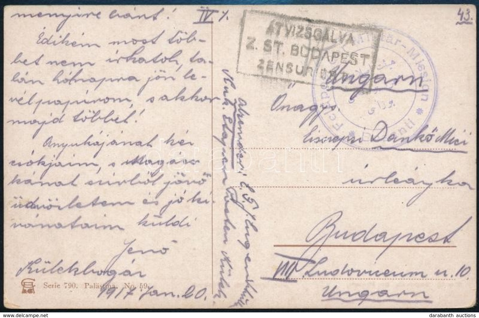 1917 Tábori Posta Képeslap Kétnyelvű Bélyegzéssel Szíriából / Field Postcard With Bilingual Cancellation From Syria 'Fel - Other & Unclassified
