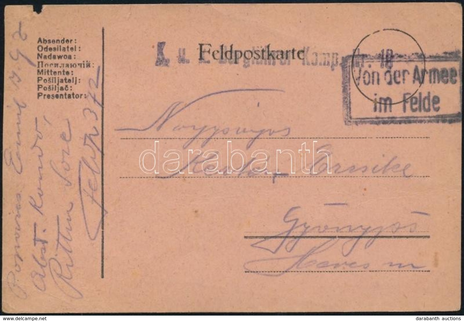 1918 Tábori Postai Levelezőlap ,,K.u.K. Bergführer Komp. Nr. 10. - Andere & Zonder Classificatie