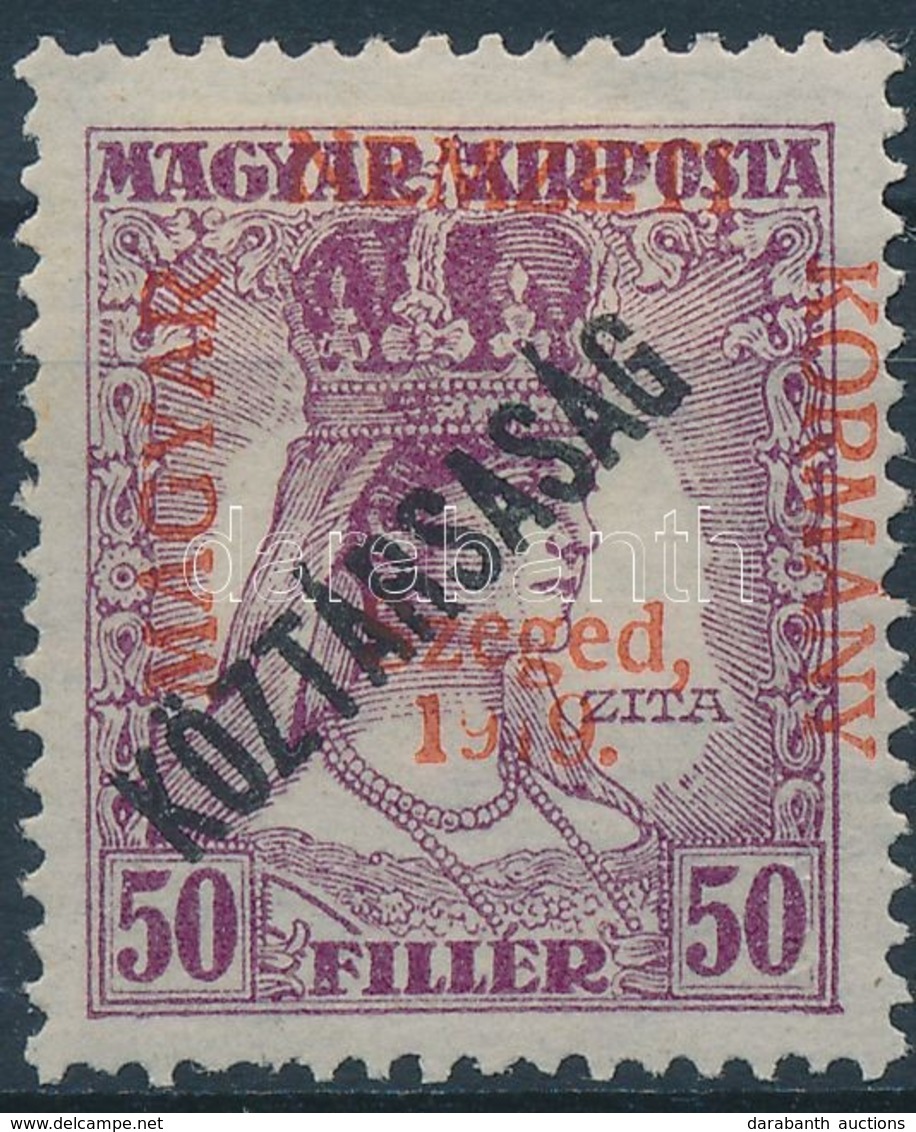 * Szeged 1919 Zita/Köztársaság 50f, Bodor Vizsgáló Jellel - Other & Unclassified