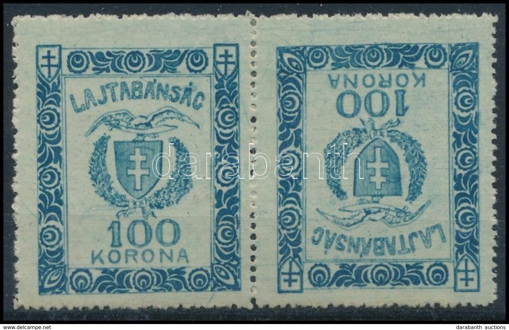 * Nyugat-Magyarország VII. 1921 Lajtabánság 100K Fordított Képállású Pár - Other & Unclassified