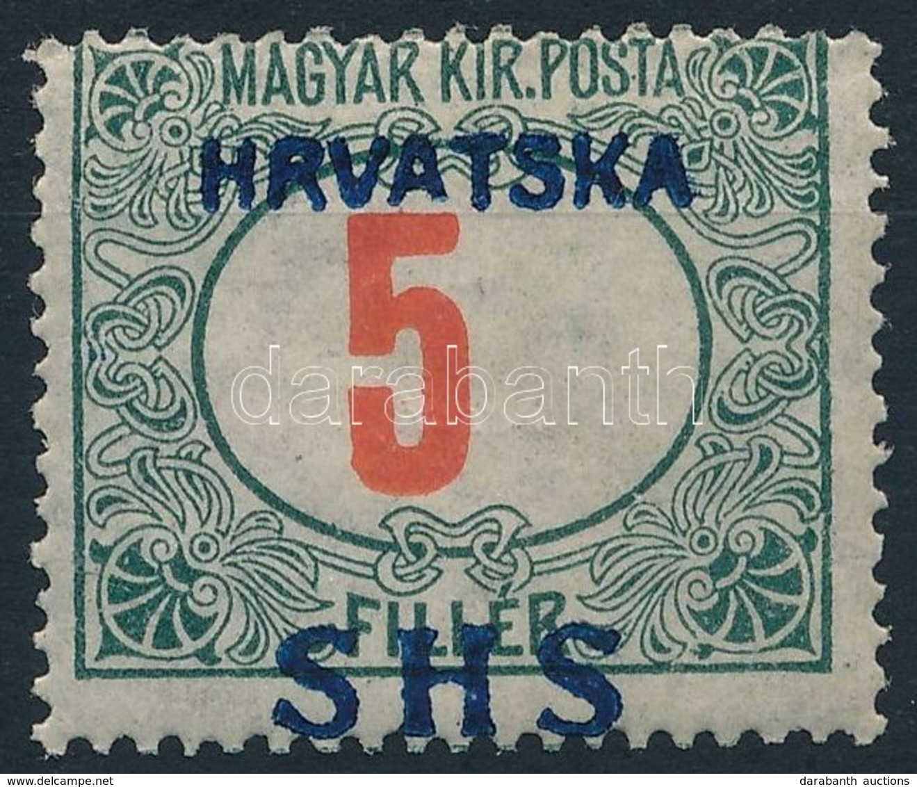 ** SHS 1918 Pirosszámú Portó 5f Próbanyomat (14.000) / Proof. Signed: Bodor - Other & Unclassified