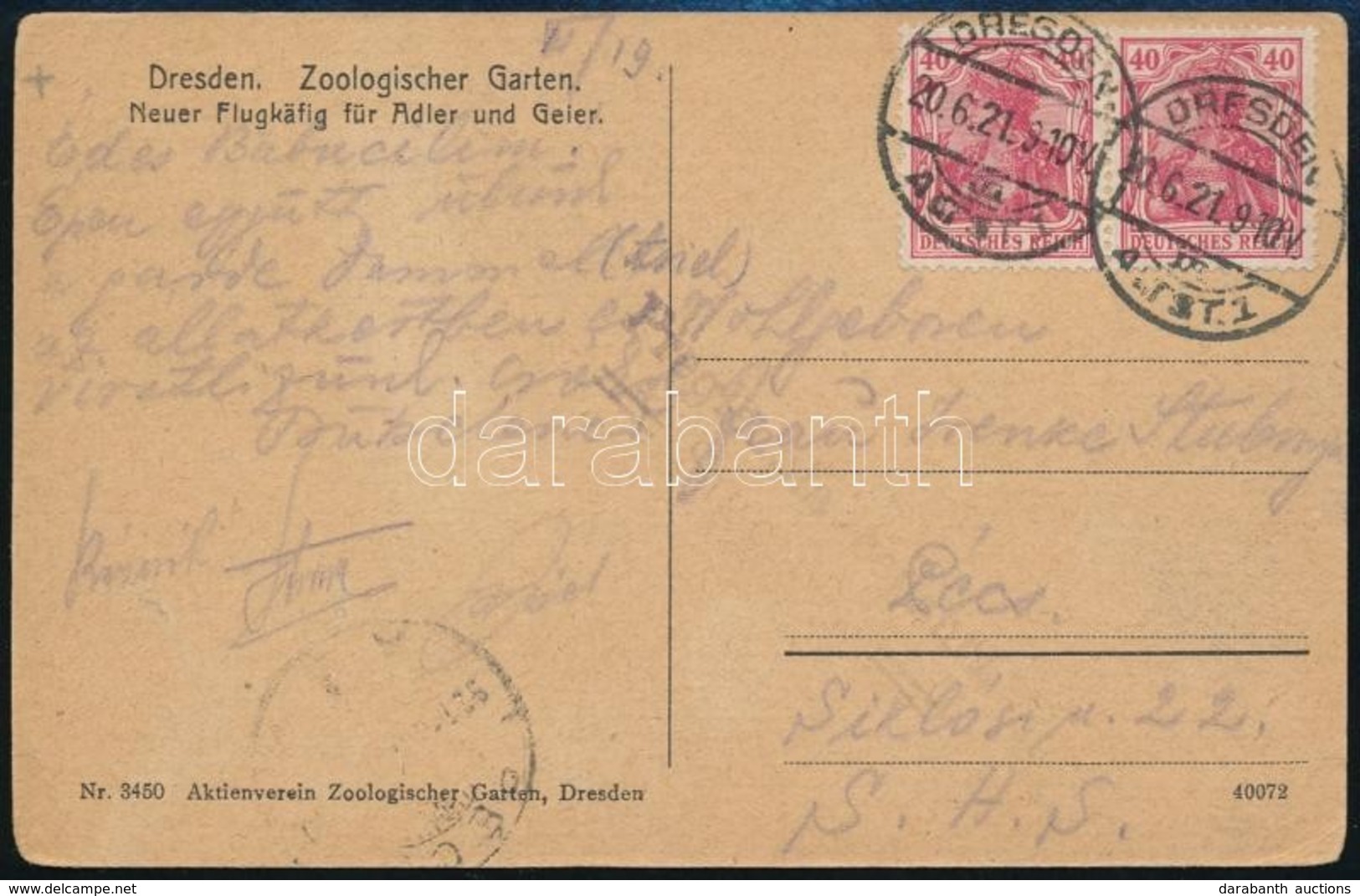 SHS 1921 Képeslap Németországból Pécsre Szigetvári Szerb Cenzúrával / Postcard From Germany To Pécs With Serbian Censors - Andere & Zonder Classificatie