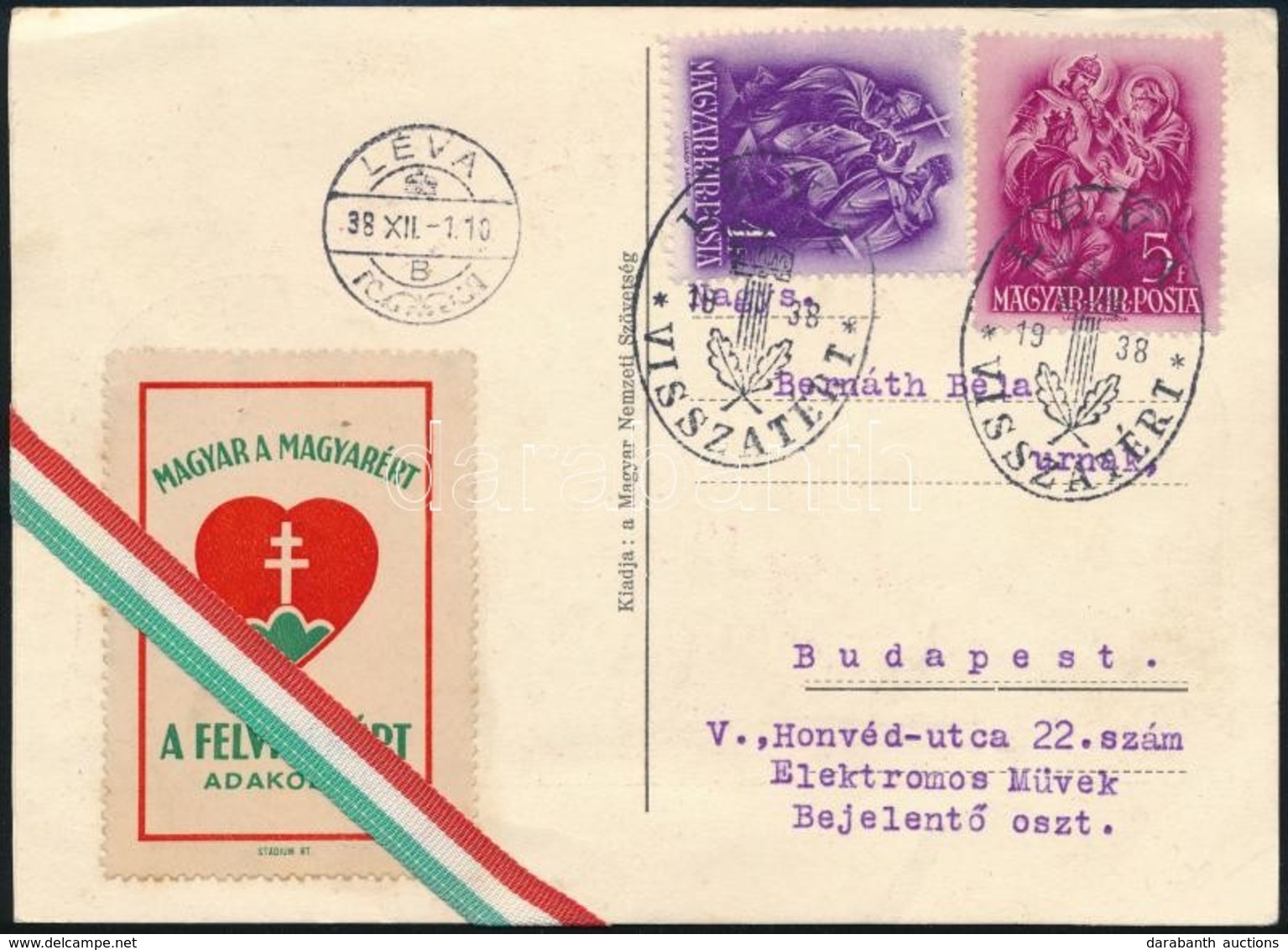 1938 LÉVA VISSZATÉRT Dekoratív Képeslap / Fancy Postcard With Special Cancellation - Andere & Zonder Classificatie