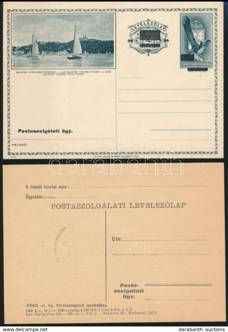 ~ 1940 2 Db Postaszolgálati Levelezőlap, Egyik Használatlan - Andere & Zonder Classificatie