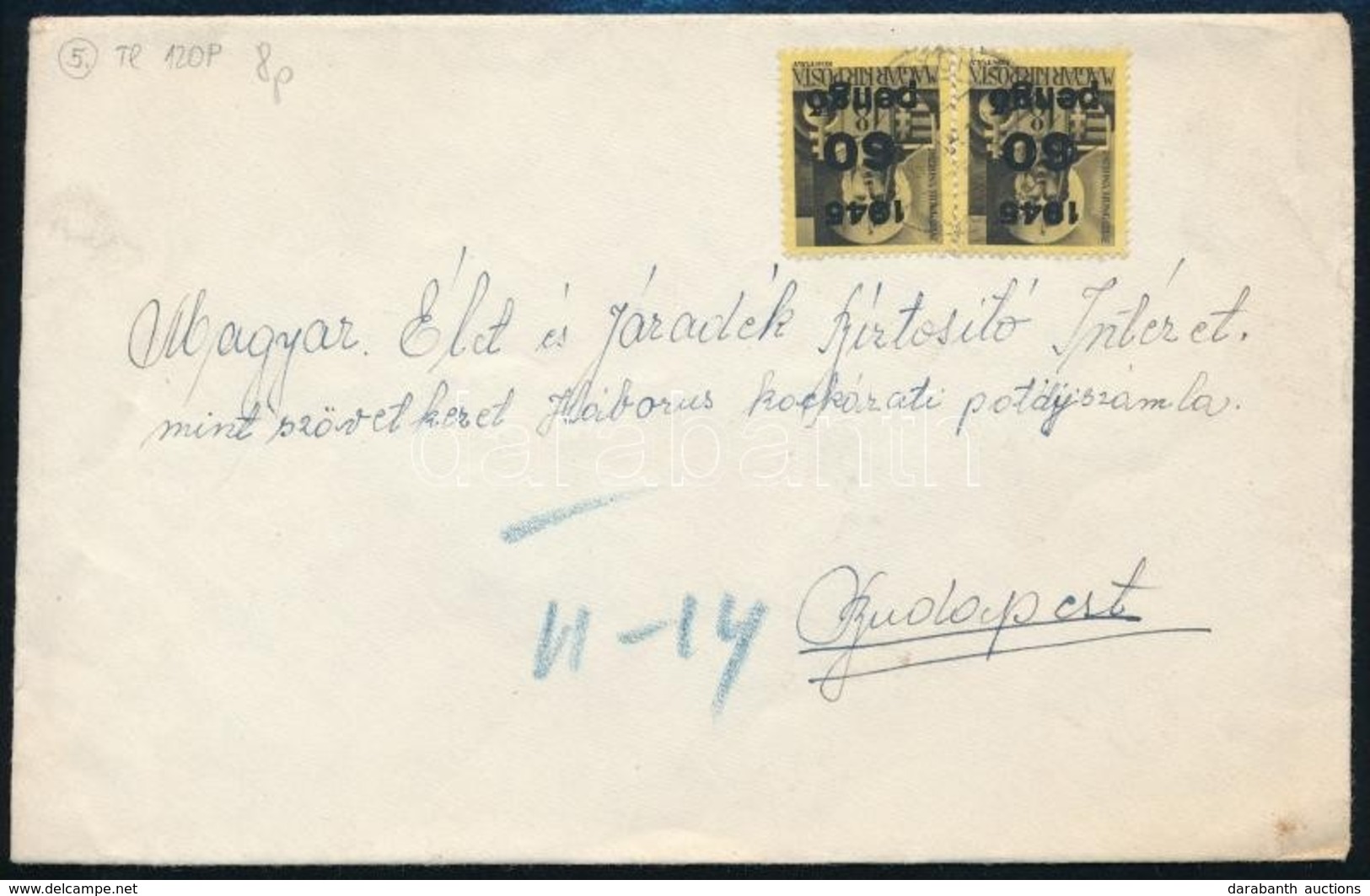 1946 (5. Díjszabás) Távolsági Levél Kisegítő 2 X 60P/18f Bérmentesítéssel - Other & Unclassified