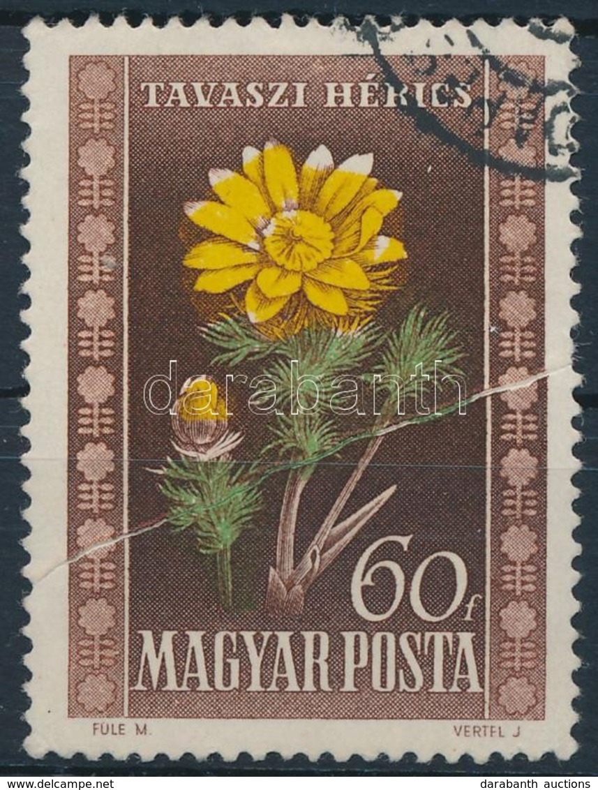 O 1950 Virág 60f Papírránccal - Autres & Non Classés
