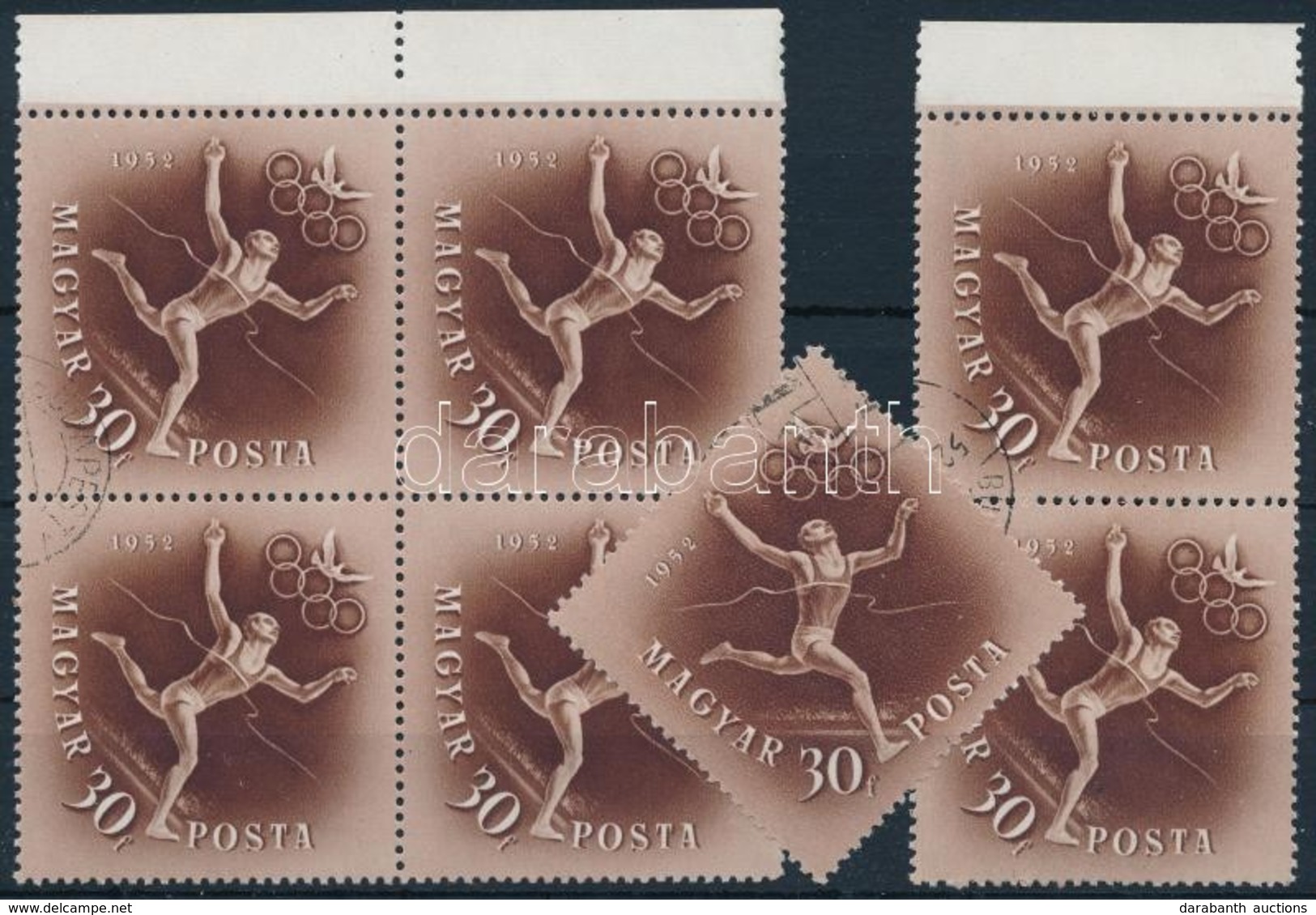 O 1952 Olimpia 30f Bélyeg, Pár és Négyestömb Vízjel Nélkül  (7.000) - Andere & Zonder Classificatie