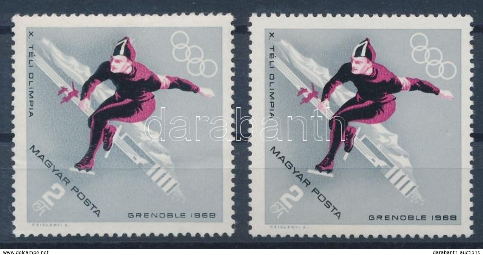 ** 1968 Téli Olimpia 2 Ft, Elcsúszott Sapka - Andere & Zonder Classificatie