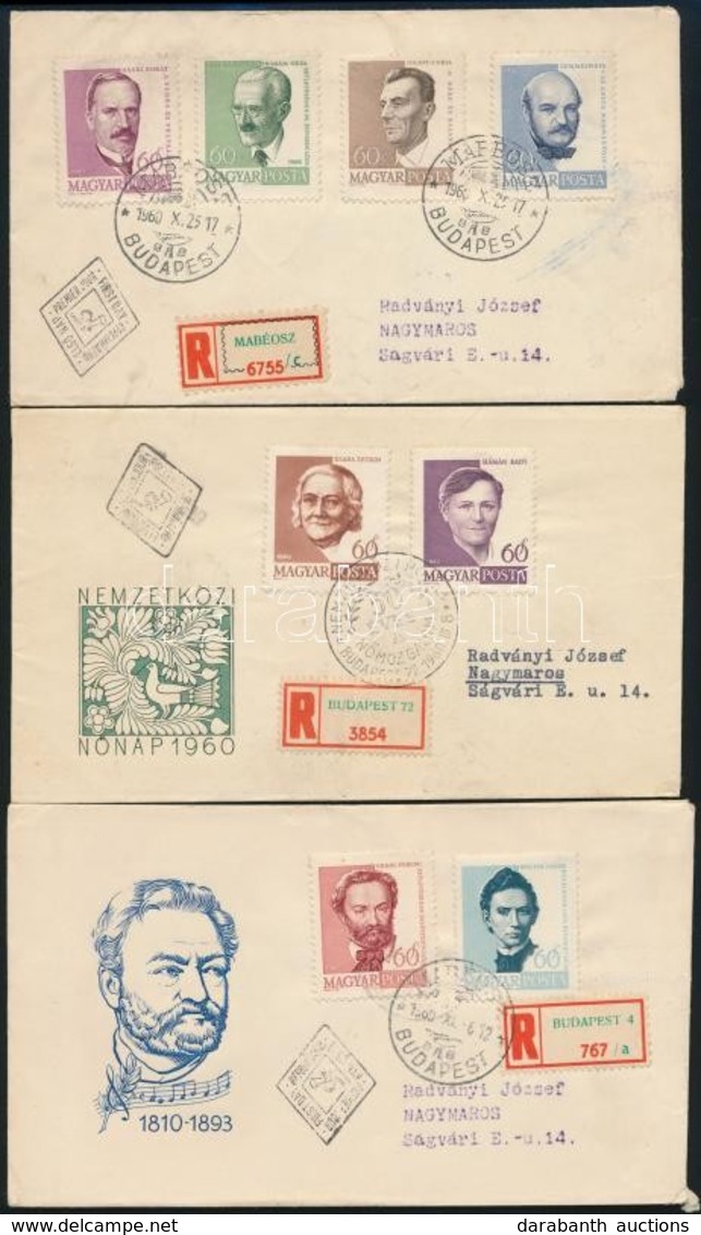 1960 Arcképek Sor 7 Db Ajánlott FDC-n - Andere & Zonder Classificatie