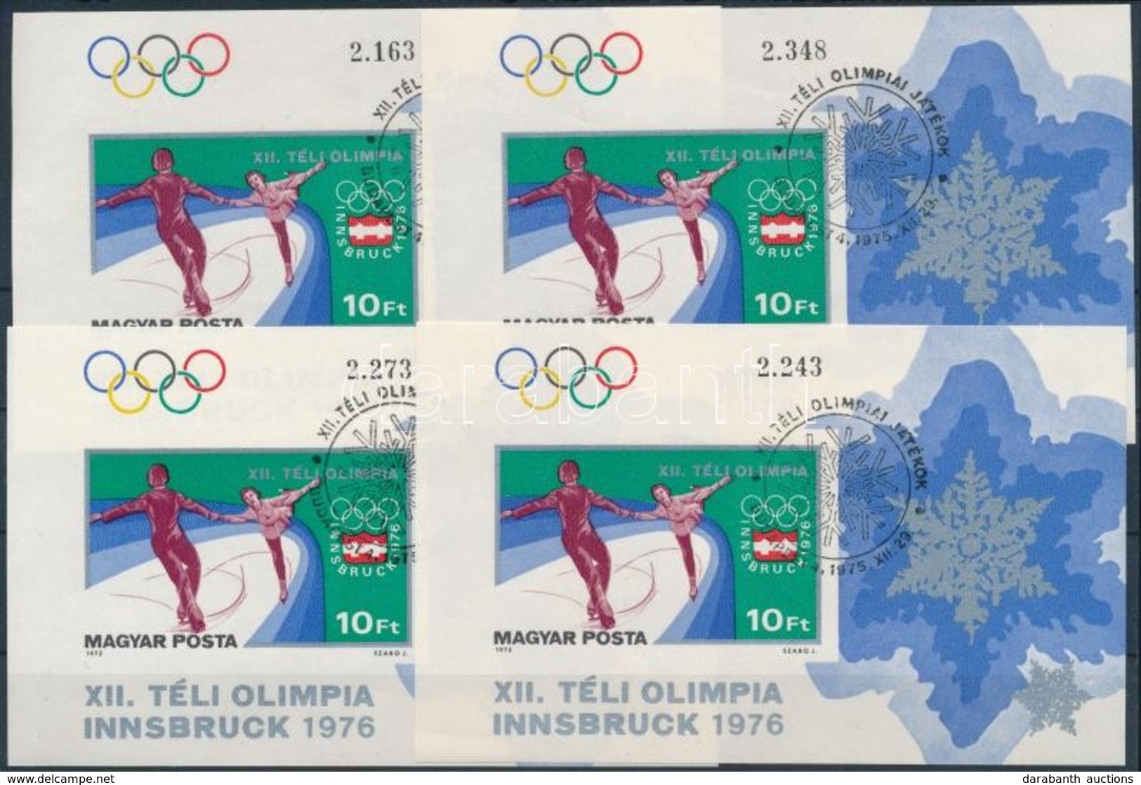 O 1975 4 Db Téli Olimpia V. Vágott Blokk (14.000) / 4 X Mi Block 116 Imperforate - Other & Unclassified